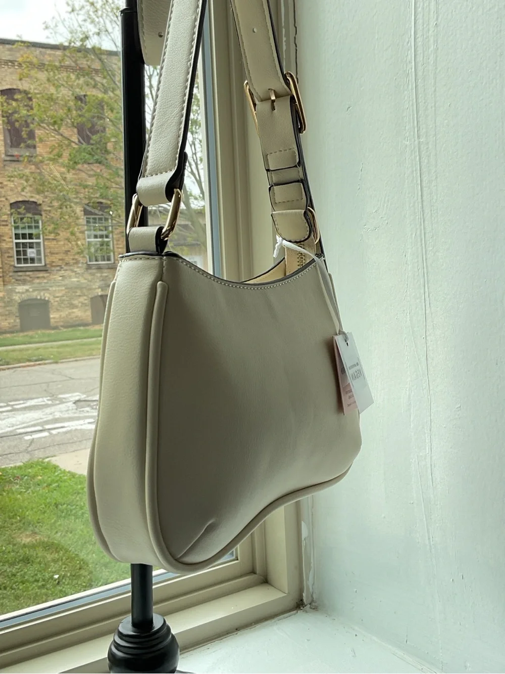 Cream Shoulder Bag with Adjustable Strap